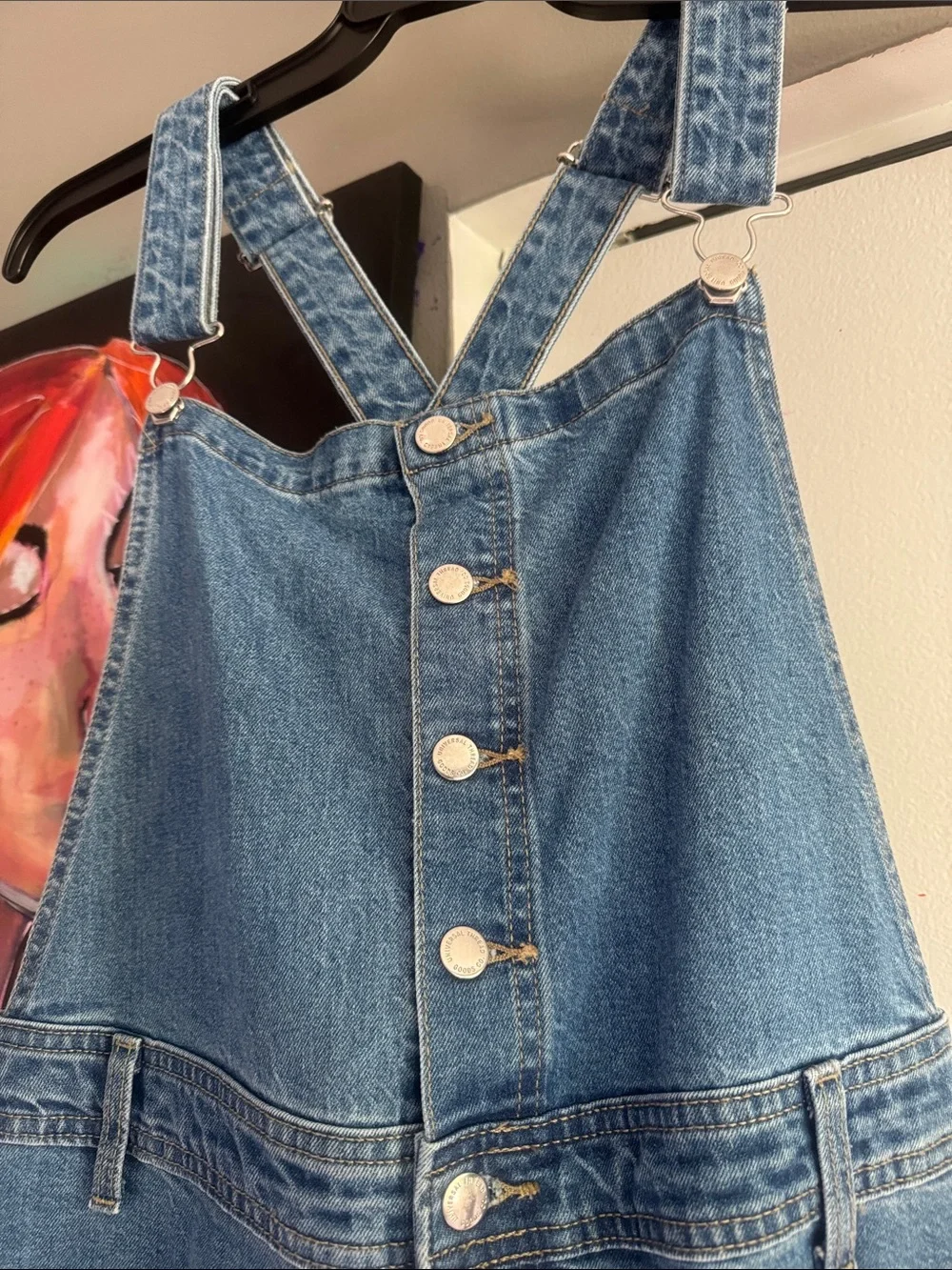 Universal Thread Medium Blue Denim Women's Button-Front Overalls oversized - Picture 5 of 9